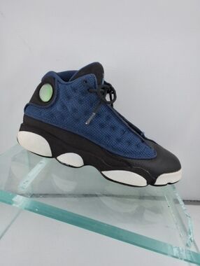 Jordan 13's Kids Navy and Black High-Top Sneakers with White Accents